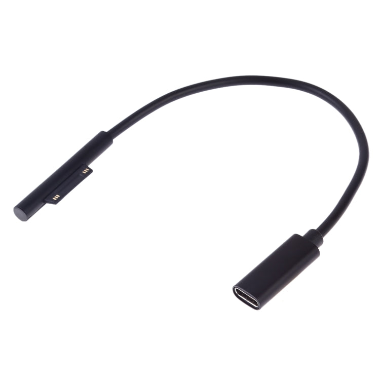 Câble de charge rapide PD USB-C / Type-C femelle vers 6 broches mâle pour ordinateur portable Microsoft Surface Pro 9 / 8 / 7 / 6 / 5 / 4 / 3, longueur du câble : 0,2 m, Pro 9 / 8 / 7 / 6 / 5 / 4 / 3 vers USB-C / Type-C femelle noir