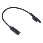 Câble de charge rapide PD USB-C / Type-C femelle vers 6 broches mâle pour ordinateur portable Microsoft Surface Pro 9 / 8 / 7 / 6 / 5 / 4 / 3, longueur du câble : 0,2 m, Pro 9 / 8 / 7 / 6 / 5 / 4 / 3 vers USB-C / Type-C femelle noir