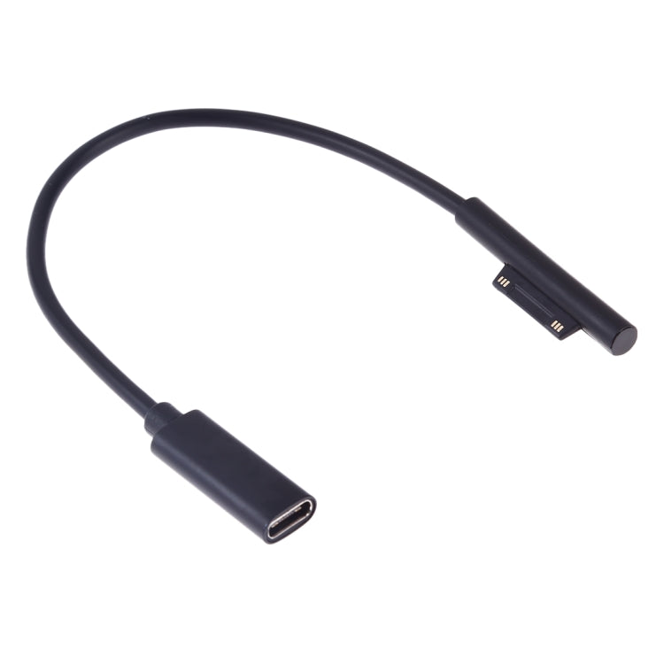 Câble de charge rapide PD USB-C / Type-C femelle vers 6 broches mâle pour ordinateur portable Microsoft Surface Pro 9 / 8 / 7 / 6 / 5 / 4 / 3, longueur du câble : 0,2 m, Pro 9 / 8 / 7 / 6 / 5 / 4 / 3 vers USB-C / Type-C femelle noir
