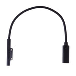 Câble de charge rapide PD USB-C / Type-C femelle vers 6 broches mâle pour ordinateur portable Microsoft Surface Pro 9 / 8 / 7 / 6 / 5 / 4 / 3, longueur du câble : 0,2 m, Pro 9 / 8 / 7 / 6 / 5 / 4 / 3 vers USB-C / Type-C femelle noir