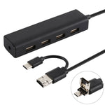 Convertisseur HUB 3 en 1 USB-C / Type-C + Micro USB + 4 ports USB 2.0, longueur du câble : 12 cm, 3 en 1 (blanc), 3 en 1 (noir)