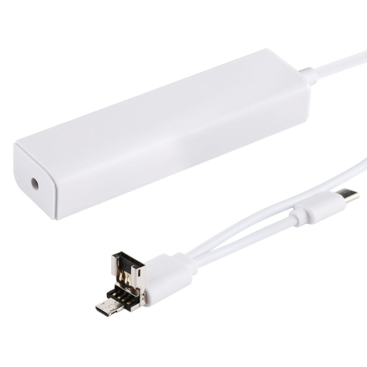 Convertisseur HUB 3 en 1 USB-C / Type-C + Micro USB + 4 ports USB 2.0, longueur du câble : 12 cm, 3 en 1 (blanc), 3 en 1 (noir)