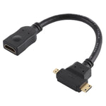 Câble en T HDMI femelle vers Mini HDMI + Micro HDMI, Micro HDMI