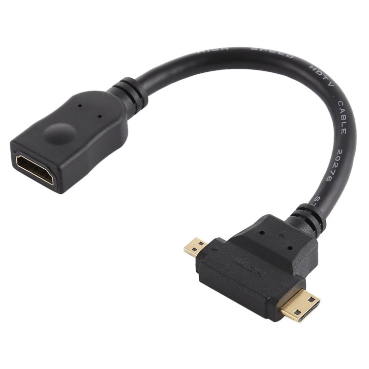 Câble en T HDMI femelle vers Mini HDMI + Micro HDMI, Micro HDMI