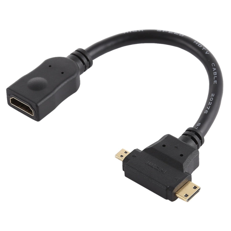 Câble en T HDMI femelle vers Mini HDMI + Micro HDMI, Micro HDMI