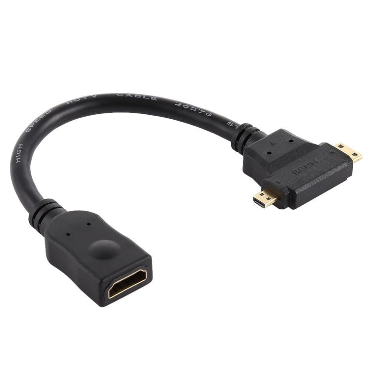 Câble en T HDMI femelle vers Mini HDMI + Micro HDMI, Micro HDMI