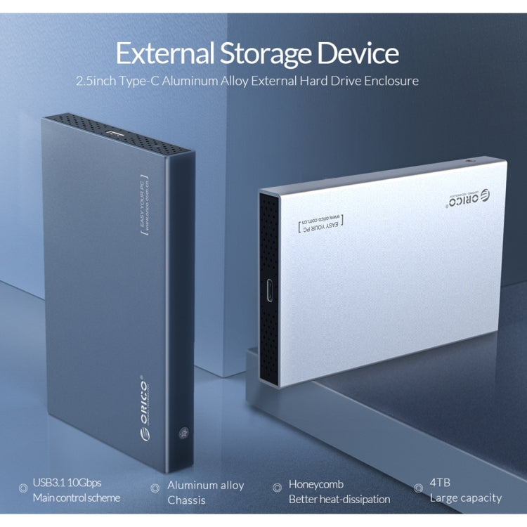 Boîtier mécanique ORICO DD25 C3 2,5 pouces Type-C vers Type-C et USB pour SSD, capacité prise en charge : 6TB