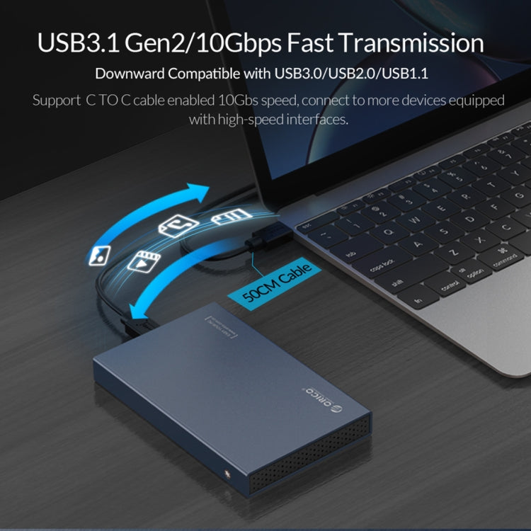 Boîtier mécanique ORICO DD25 C3 2,5 pouces Type-C vers Type-C et USB pour SSD, capacité prise en charge : 6TB