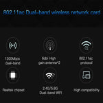 Carte réseau sans fil PCI-E double bande 1200Mbps EDUP EP-9607 avec 2 antennes 6dBi, EP-9607 1200Mbps