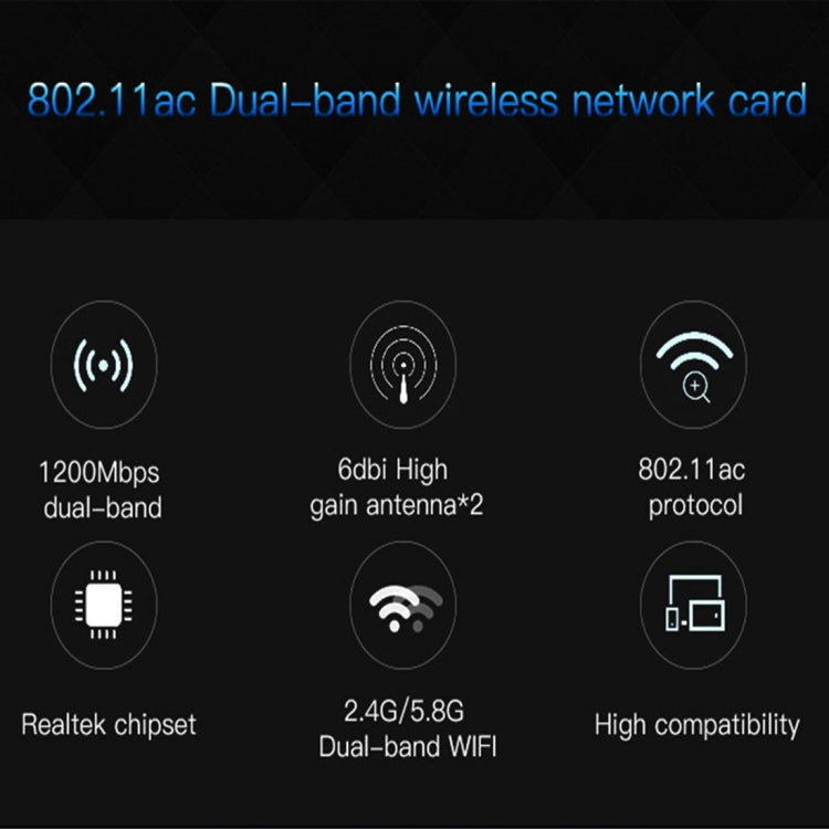 Carte réseau sans fil PCI-E double bande 1200Mbps EDUP EP-9607 avec 2 antennes 6dBi, EP-9607 1200Mbps