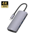 Adaptateur HUB multifonctionnel UC912 4 en 1 4K 30Hz USB 3.0 + 2 x USB 2.0 vers USB-C / Type-C, UC912 USB 3.0 + 2 x USB 2.0