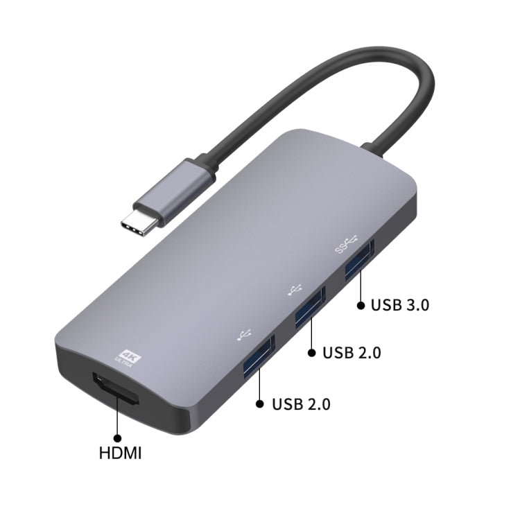 Adaptateur HUB multifonctionnel UC912 4 en 1 4K 30Hz USB 3.0 + 2 x USB 2.0 vers USB-C / Type-C, UC912 USB 3.0 + 2 x USB 2.0