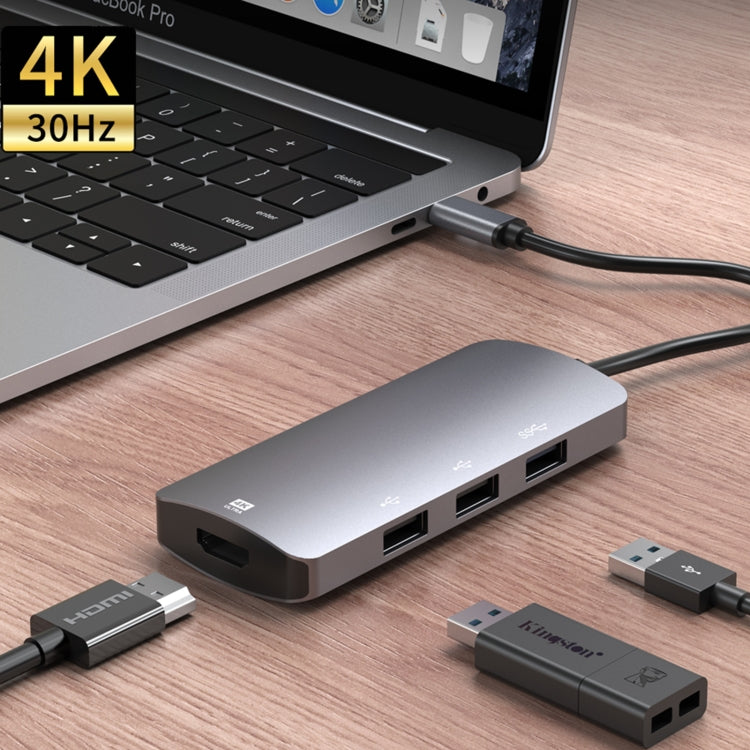 Adaptateur HUB multifonctionnel UC912 4 en 1 4K 30Hz USB 3.0 + 2 x USB 2.0 vers USB-C / Type-C, UC912 USB 3.0 + 2 x USB 2.0