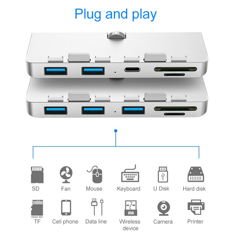 Station d'extension Rocketek pour iMac USB3.0 x 3 + SD / TF multifonction HUB, USB3.0 x 3 + SD / TF