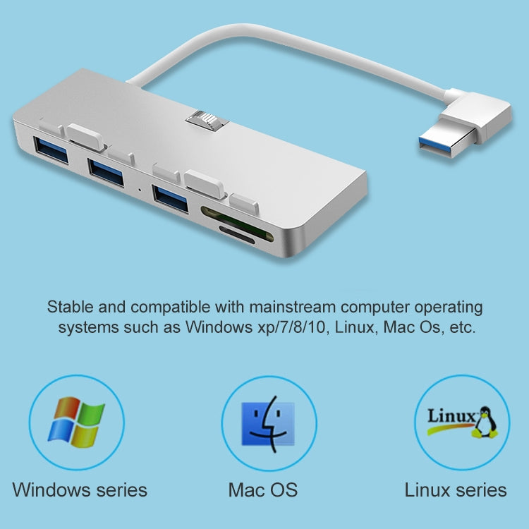 Station d'extension Rocketek pour iMac USB3.0 x 3 + SD / TF multifonction HUB, USB3.0 x 3 + SD / TF