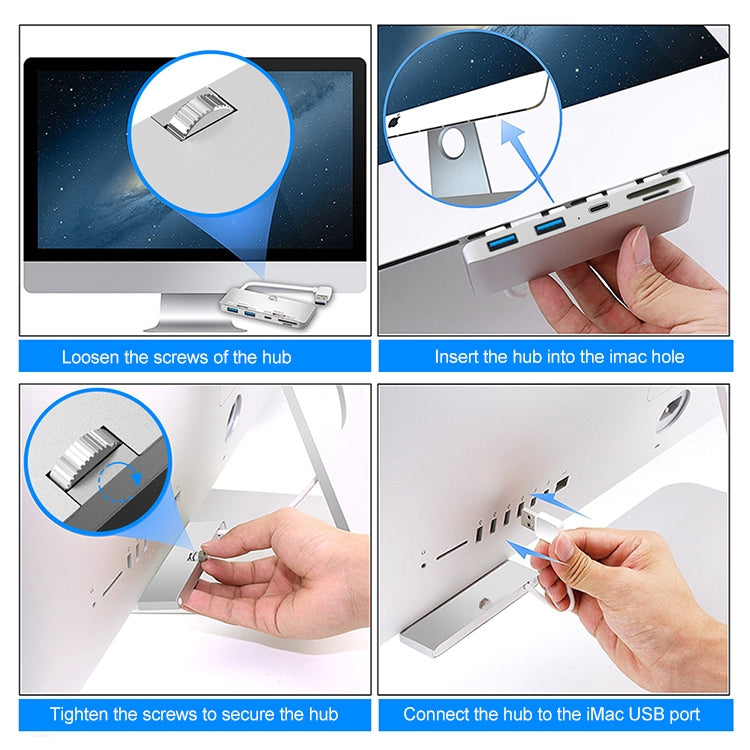 Station d'extension Rocketek pour iMac USB3.0 x 3 + SD / TF multifonction HUB, USB3.0 x 3 + SD / TF