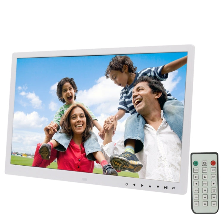 Cadre photo numérique LED 17,0 pouces avec contrôle par bouton tactile 7 touches / support / télécommande, technologie Allwinner, support USB / carte SD / OTG, prise US/EU/UK, 17,0 pouces