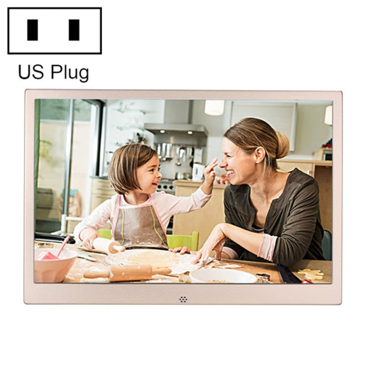HSD1303 Cadre Photo Numérique à Écran LED 13,3 pouces 1280x800 Haute Résolution avec Support et Télécommande, Compatible Carte SD / MMC / MS / Port USB, Prise UK (Or), HSD1303 13,3 pouces