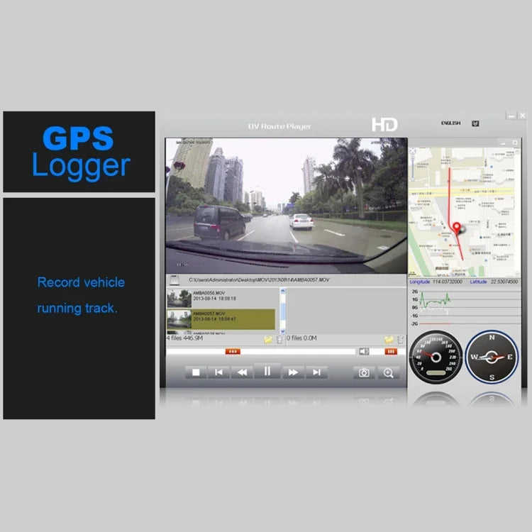 Caméra embarquée GS90C, écran LCD 2,7 pouces, HD 2304 x 1296P, grand angle de vision de 170 degrés, prend en charge la détection de mouvement / carte TF / G-Sensor / HDMI, GS90C