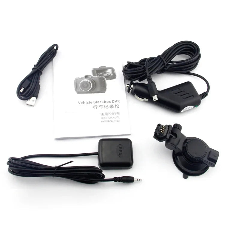 Caméra embarquée GS90C, écran LCD 2,7 pouces, HD 2304 x 1296P, grand angle de vision de 170 degrés, prend en charge la détection de mouvement / carte TF / G-Sensor / HDMI, GS90C