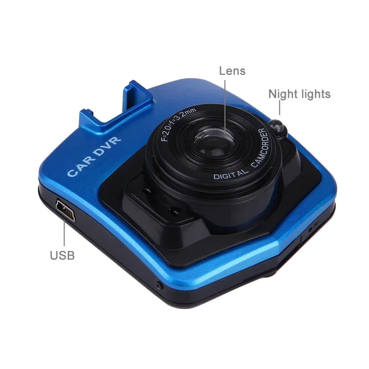 Caméra DVR voiture VGA 480P enregistreur de conduite caméra vidéo numérique enregistreur vocal avec écran LCD 2,4 pouces, support carte Micro TF 32GB & fonction vision nocturne infrarouge (noir + bleu), écran LCD 2,4 pouces