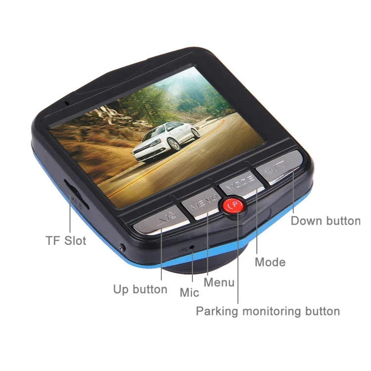 Caméra DVR voiture VGA 480P enregistreur de conduite caméra vidéo numérique enregistreur vocal avec écran LCD 2,4 pouces, support carte Micro TF 32GB & fonction vision nocturne infrarouge (noir + bleu), écran LCD 2,4 pouces
