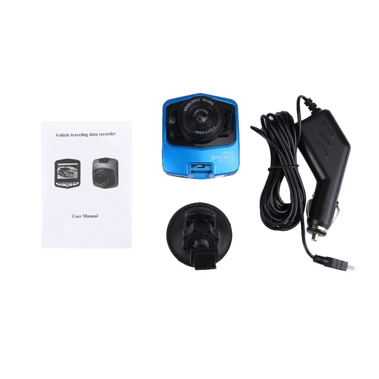 Caméra DVR voiture VGA 480P enregistreur de conduite caméra vidéo numérique enregistreur vocal avec écran LCD 2,4 pouces, support carte Micro TF 32GB & fonction vision nocturne infrarouge (noir + bleu), écran LCD 2,4 pouces