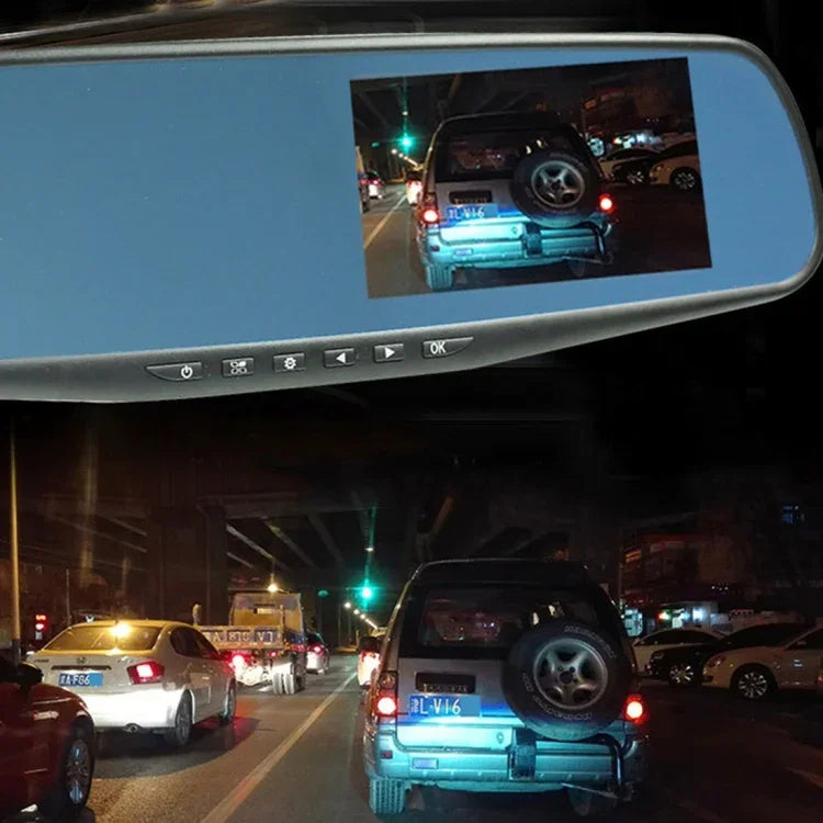 Écran Gauche Rétroviseur DVR Véhicule, Programmes Allwinner, 2 x Caméras 1080P HD Angle de Vue Large 140 Degrés, Support Port GPS / Détection de Mouvement / Vision Nocturne / Carte TF / G-Sensor, Rétroviseur DVR Véhicule