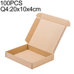 100 pcs boîte d'expédition en papier kraft boîte d'emballage, taille : Q4, 20x10x4 cm, 20x10x4 cm