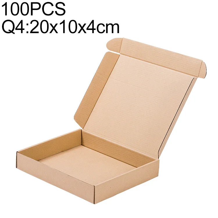 100 pcs boîte d'expédition en papier kraft boîte d'emballage, taille : Q4, 20x10x4 cm, 20x10x4 cm