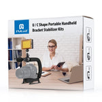 Kit de stabilisateur portable PULUZ en forme de U pour caméscopes, comprenant un support, un éclairage LED de studio, un microphone canon et une tête de trépied à griffe, compatible avec tous les appareils photo reflex et caméscopes domestiques.