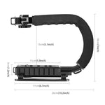 Kit de stabilisation portable PULUZ en forme de U/C pour caméscopes DV + éclairage LED d'appoint avec tête de trépied à griffe pour tous les appareils photo reflex et caméscopes domestiques, support en forme de C + éclairage d'appoint