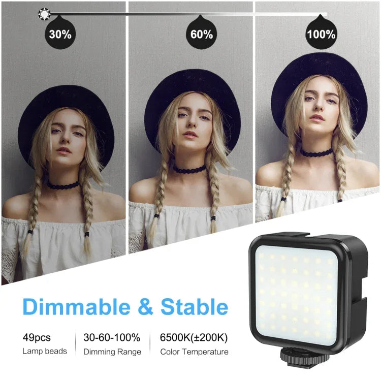 Kit de stabilisation portable PULUZ en forme de U/C pour caméscopes DV + éclairage LED d'appoint avec tête de trépied à griffe pour tous les appareils photo reflex et caméscopes domestiques, support en forme de C + éclairage d'appoint