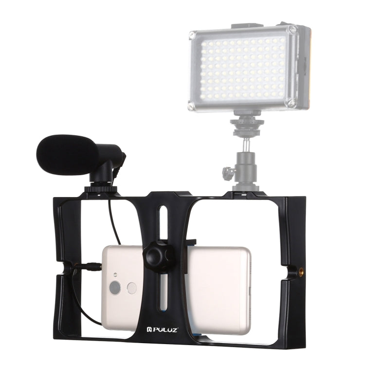PULUZ Kit de montage vidéo en direct 2 en 1 pour smartphone + microphone compatible iPhone, Galaxy, Huawei, Xiaomi, HTC, LG, Google et autres smartphones, kit de vlogging + micro, kit de vlogging + micro (États-Unis)