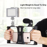 PULUZ Kit de montage vidéo en direct 2 en 1 pour smartphone + microphone compatible iPhone, Galaxy, Huawei, Xiaomi, HTC, LG, Google et autres smartphones, kit de vlogging + micro, kit de vlogging + micro (États-Unis)