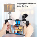 PULUZ Kit de montage vidéo en direct 2 en 1 pour smartphone + microphone compatible iPhone, Galaxy, Huawei, Xiaomi, HTC, LG, Google et autres smartphones, kit de vlogging + micro, kit de vlogging + micro (États-Unis)
