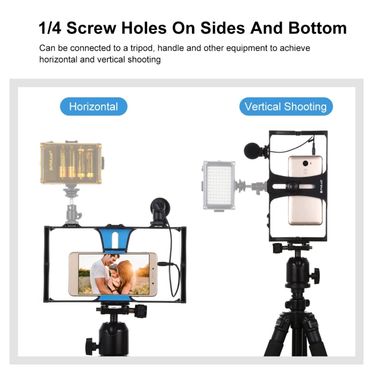 PULUZ Kit de montage vidéo en direct 2 en 1 pour smartphone + microphone compatible iPhone, Galaxy, Huawei, Xiaomi, HTC, LG, Google et autres smartphones, kit de vlogging + micro, kit de vlogging + micro (États-Unis)