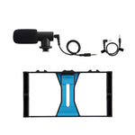 PULUZ Kit de montage vidéo en direct 2 en 1 pour smartphone + microphone compatible iPhone, Galaxy, Huawei, Xiaomi, HTC, LG, Google et autres smartphones, kit de vlogging + micro, kit de vlogging + micro (États-Unis)