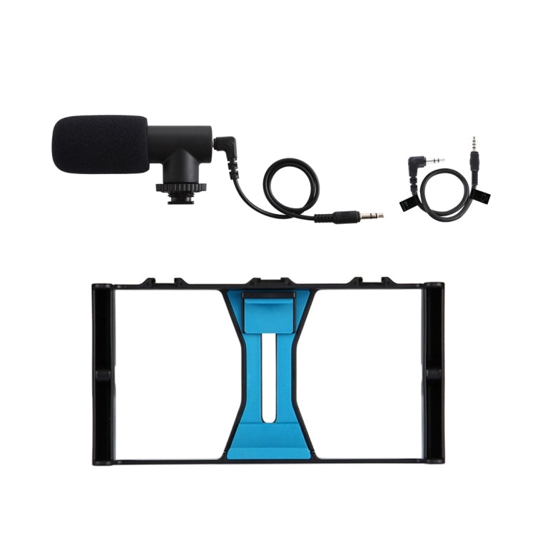 PULUZ Kit de montage vidéo en direct 2 en 1 pour smartphone + microphone compatible iPhone, Galaxy, Huawei, Xiaomi, HTC, LG, Google et autres smartphones, kit de vlogging + micro, kit de vlogging + micro (États-Unis)