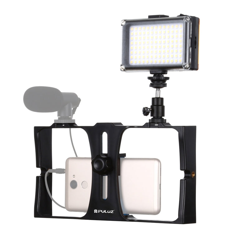 PULUZ Kit de montage vidéo pour smartphone avec éclairage LED selfie 2 en 1, compatible iPhone, Galaxy, Huawei, Xiaomi, HTC, LG, Google et autres smartphones, avec griffe porte-accessoires et trépied.
