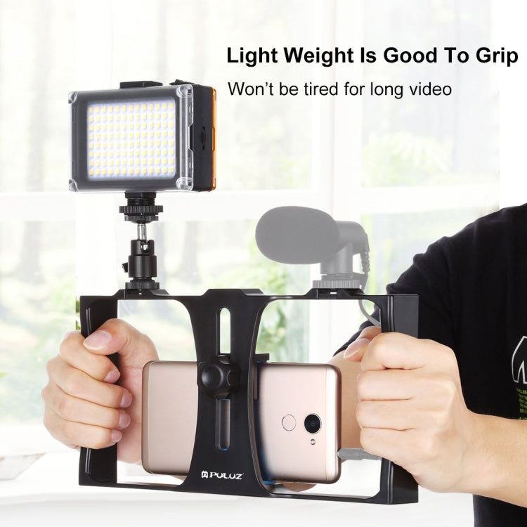 PULUZ Kit de montage vidéo pour smartphone avec éclairage LED selfie 2 en 1, compatible iPhone, Galaxy, Huawei, Xiaomi, HTC, LG, Google et autres smartphones, avec griffe porte-accessoires et trépied.