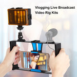 PULUZ Kit de montage vidéo pour smartphone avec éclairage LED selfie 2 en 1, compatible iPhone, Galaxy, Huawei, Xiaomi, HTC, LG, Google et autres smartphones, avec griffe porte-accessoires et trépied.