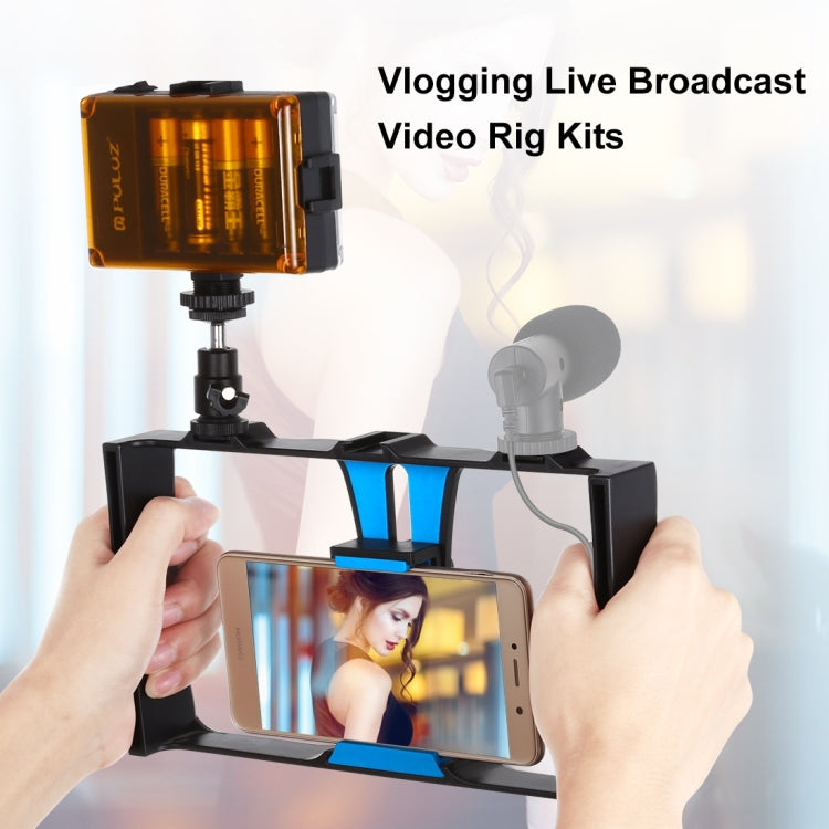 PULUZ Kit de montage vidéo pour smartphone avec éclairage LED selfie 2 en 1, compatible iPhone, Galaxy, Huawei, Xiaomi, HTC, LG, Google et autres smartphones, avec griffe porte-accessoires et trépied.