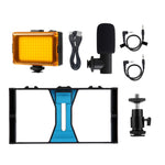 PULUZ Kit de montage vidéo 3 en 1 pour smartphones (iPhone, Galaxy, Huawei, Xiaomi, HTC, LG, Google et autres) avec éclairage LED pour selfies, microphone et trépied à griffe. Disponible en rouge et en version américaine.