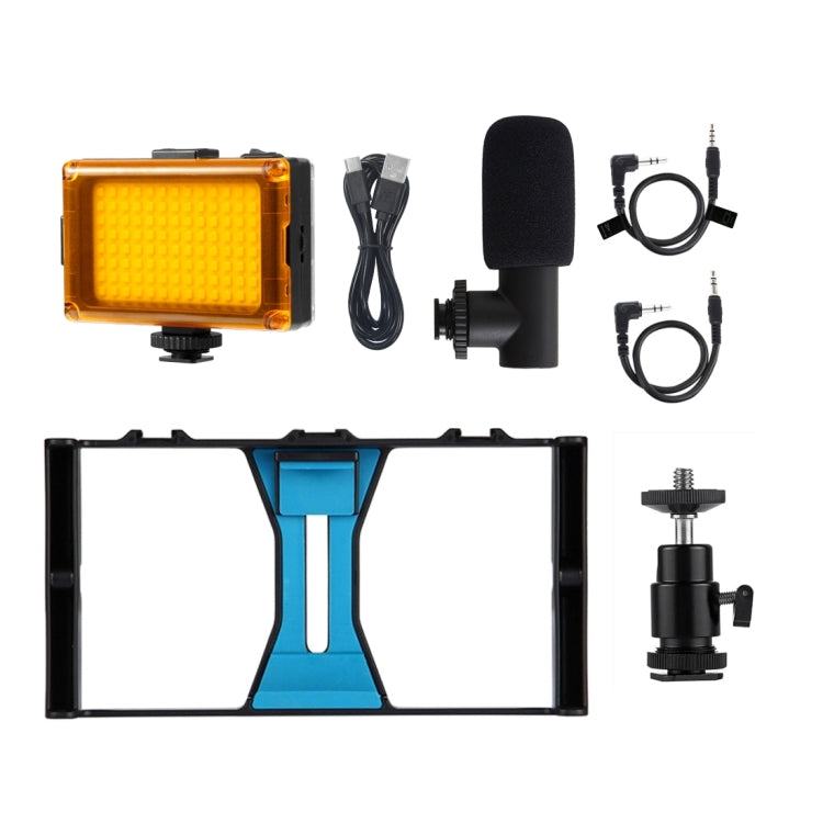 PULUZ Kit de montage vidéo 3 en 1 pour smartphones (iPhone, Galaxy, Huawei, Xiaomi, HTC, LG, Google et autres) avec éclairage LED pour selfies, microphone et trépied à griffe. Disponible en rouge et en version américaine.