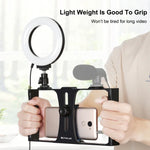 PULUZ Kit de Vlogging Diffusion en Direct 2 en 1 pour Smartphone + Anneau Lumineux LED Selfie de 4,7 pouces 12 cm avec Tête de Trépied à Griffe Froide pour iPhone, Galaxy, Huawei, Xiaomi, HTC, LG, Google et Autres Smartphones, Anneau LED 2 en 1