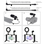 Kit de montage vidéo PULUZ 4 en 1 pour vlogging et diffusion en direct : anneau lumineux LED de 12 cm (4,7 pouces) avec poignée, stabilisateur et support en aluminium. Comprend un microphone, un support pour trépied et une griffe porte-accessoires.