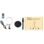 PULUZ Support de Bureau Rond 16 cm 6,2 pouces Lumière RGBW + Anneau LED Dimmable USB pour Vlogging Photographie Vidéo avec Trépied à Chaussure Froide et Tête Bille & Télécommande, Montage Bureau + RGBW 6,2 pouces / Télécommande
