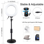 PULUZ Support de Bureau Rond 16 cm 6,2 pouces Lumière RGBW + Anneau LED Dimmable USB pour Vlogging Photographie Vidéo avec Trépied à Chaussure Froide et Tête Bille & Télécommande, Montage Bureau + RGBW 6,2 pouces / Télécommande