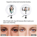 Anneau lumineux LED RGBW PULUZ 20 cm 7,9 pouces + base ronde de bureau, lumière LED à double température de couleur dimmable, anneau lumineux incurvé pour vlogging, selfie, photographie et vidéo avec pince pour téléphone, 7,9 pouces + support rond